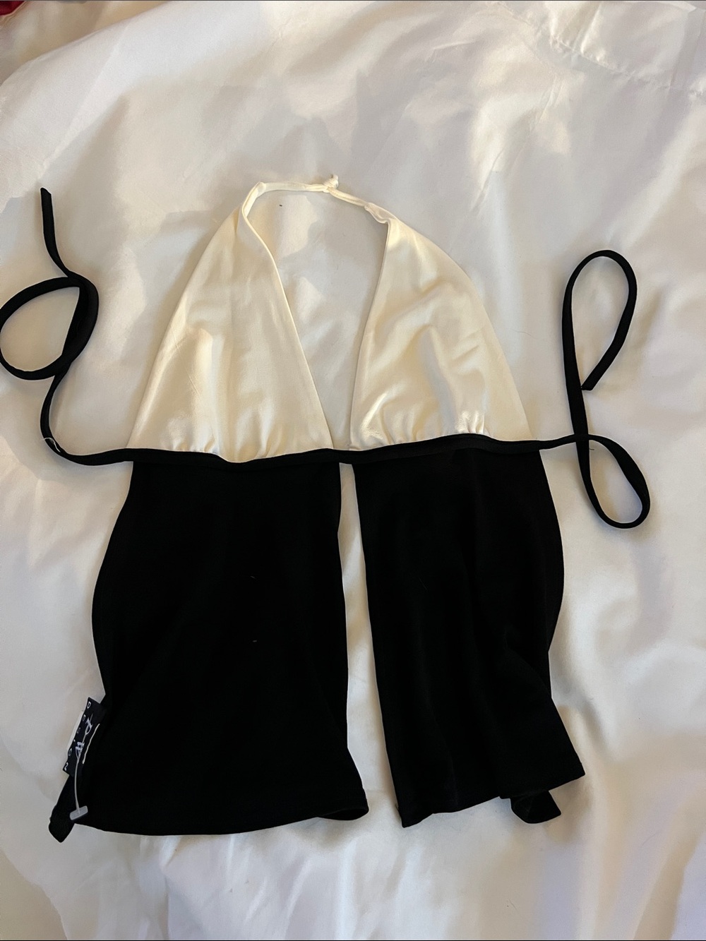Black & White Halter Crop Top